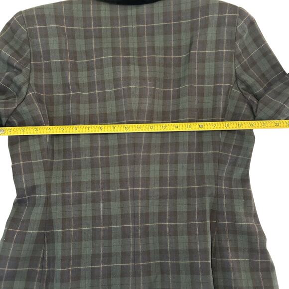 Jones New York Blazer Women’s 14 Plaid Green Black Velvet Collar Vintage - Picture 6 of 8